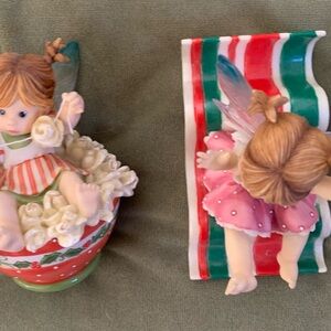 Lot of 2 Colorful Holiday Kitchen Fairies Figurines - No Boxes